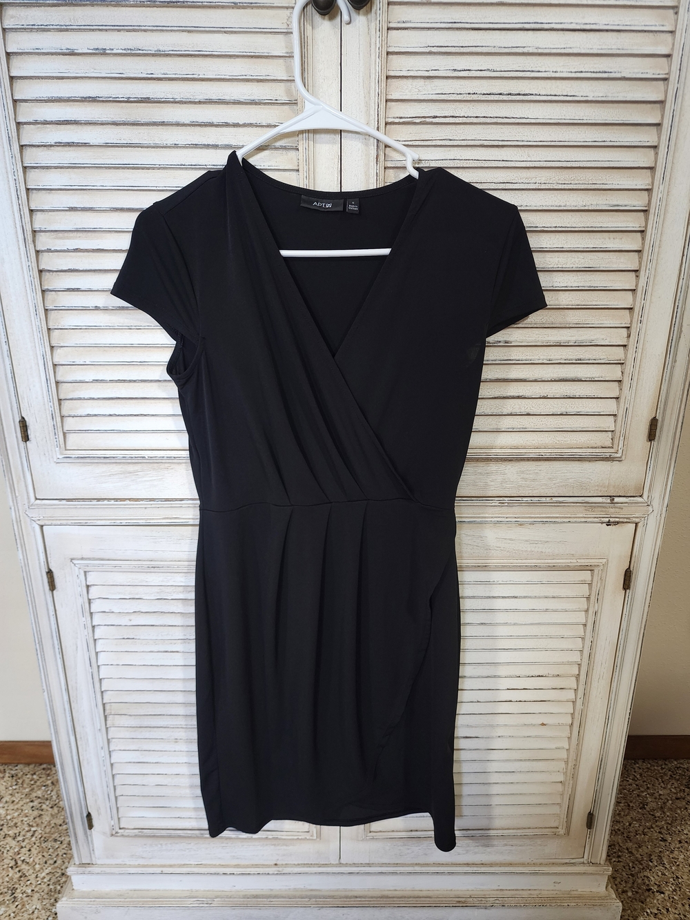 Apt. 9 Black Faux-Wrap Short Sleeve Mini Dress